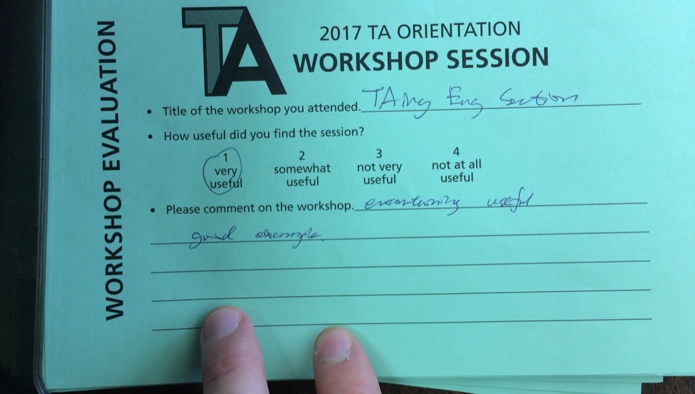 TA Orientation feedback 2017-18